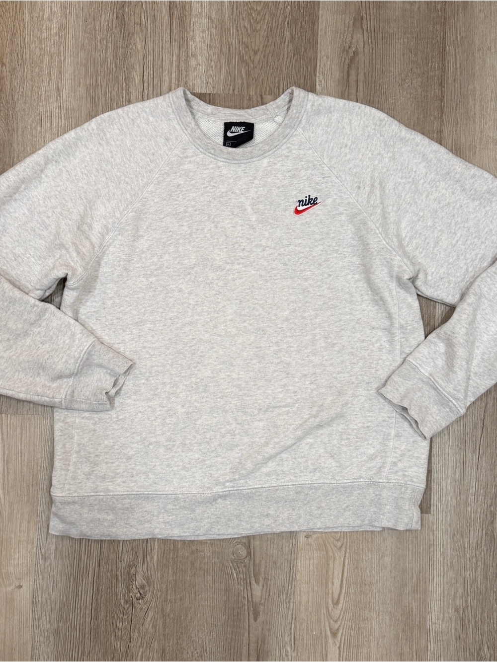 Nike Heather Gray Crewneck Sweatshirt with Red Swoosh
